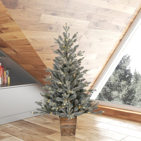 4ft. Pre-Lit Gooding Potted Pine Artificial Tree, Warm White LED Mini Lights